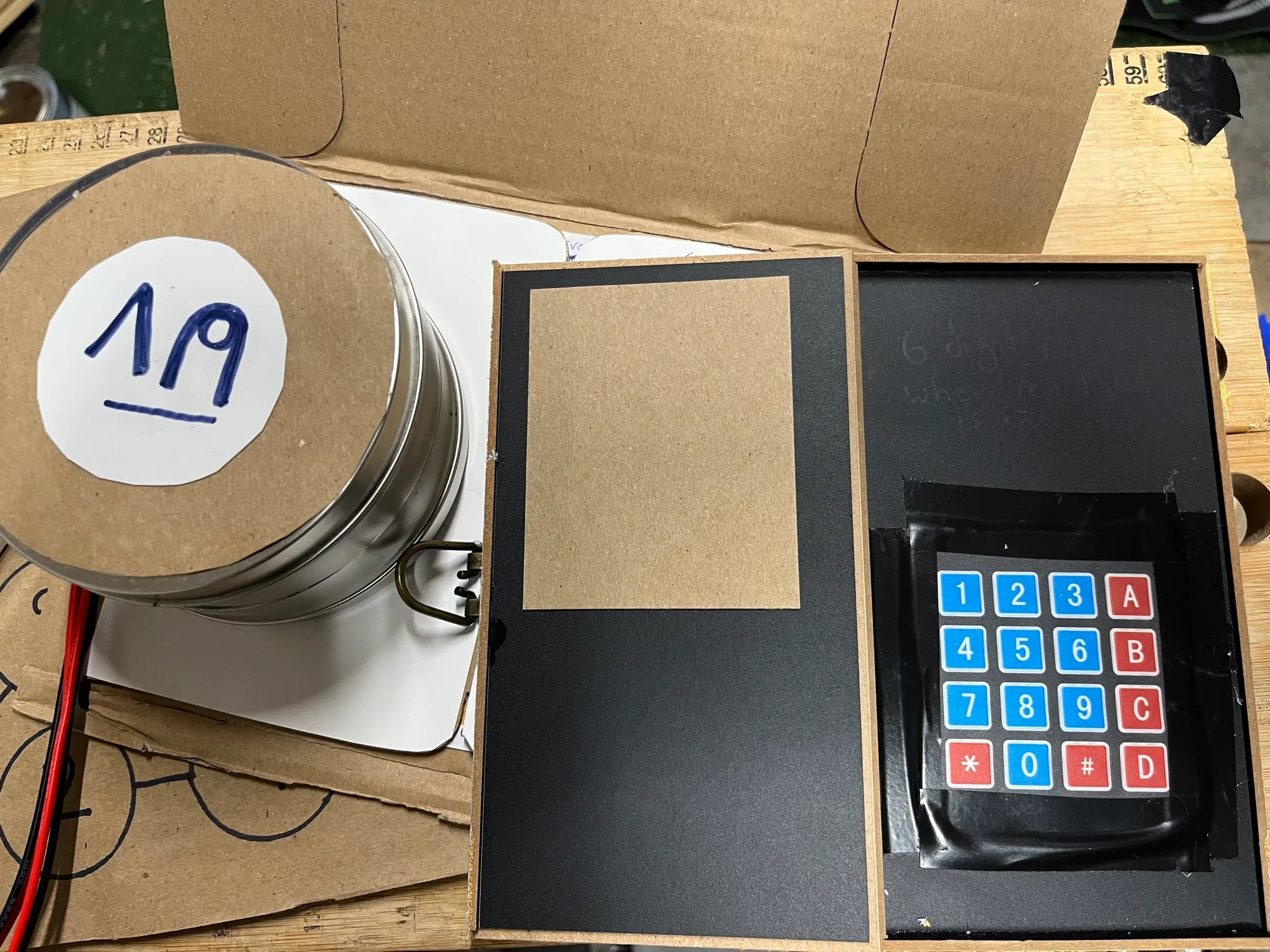 The membrane keypad next to the alien code