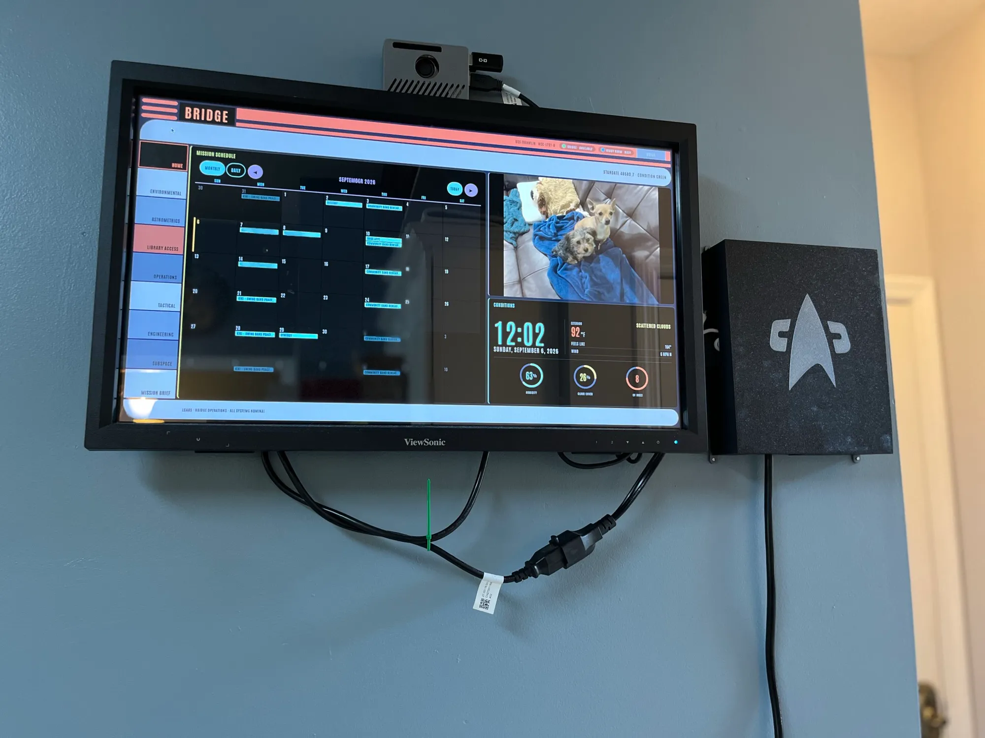 The Bridge terminal, a 24 inch touchscreen showing the LCARS home page