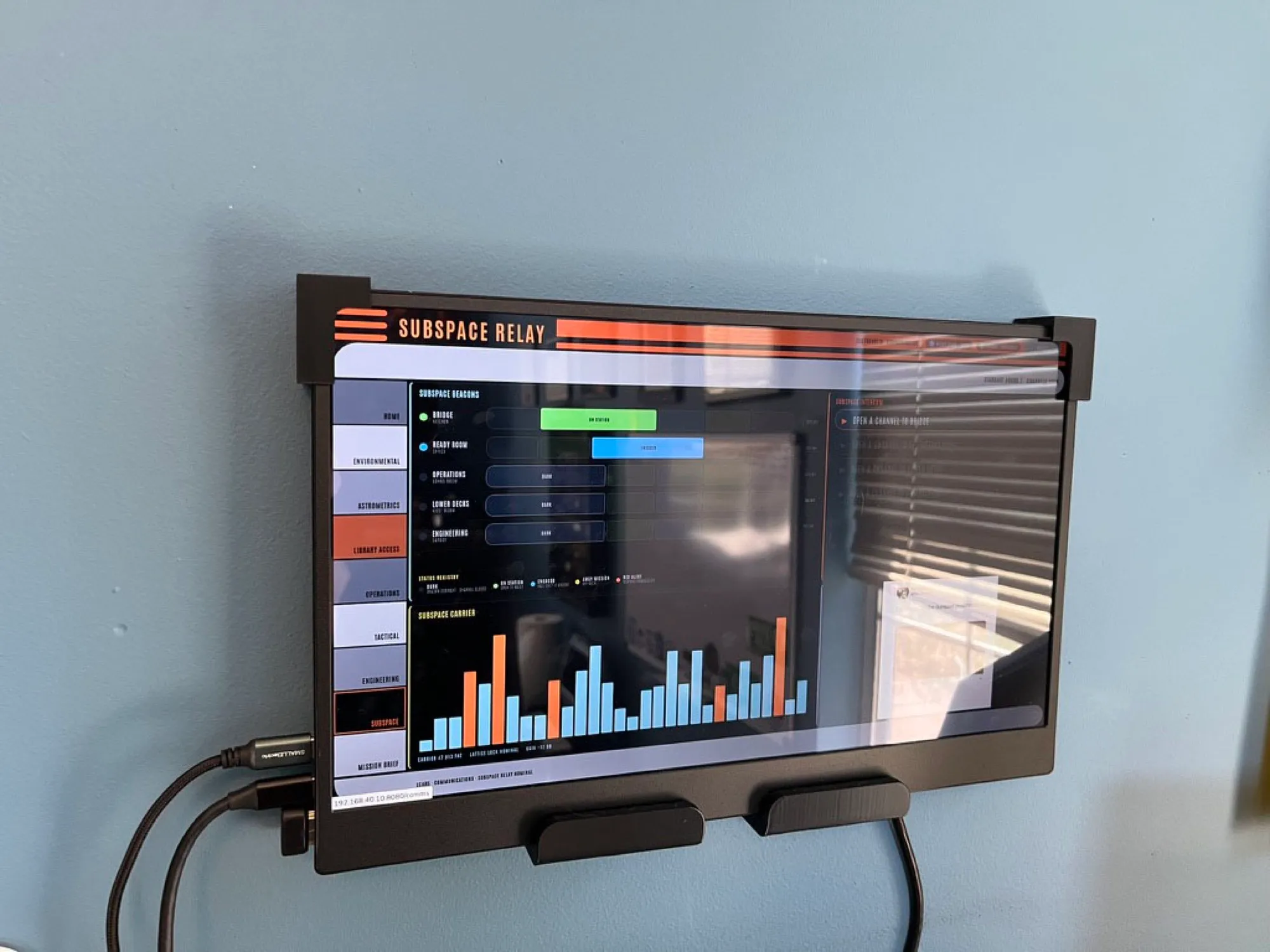 The Ready Room terminal, a 15.6 inch touchscreen on a wall mount